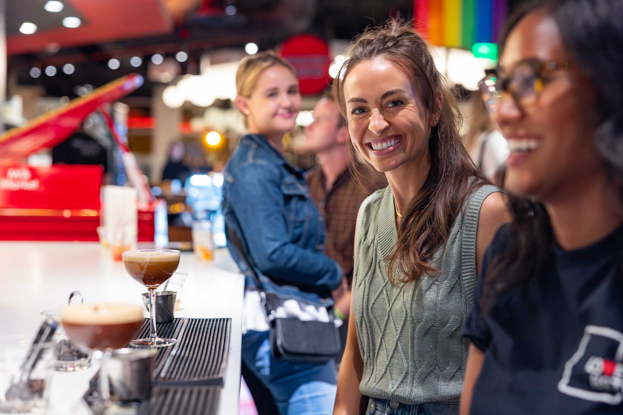 Smiling woman at a conference